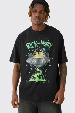 Tall Rick And Morty License T-shirt In Black | BoohooMAN UK