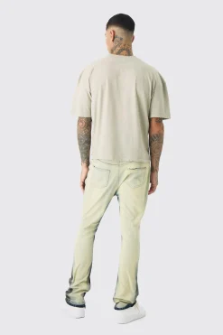 Tall Ripped Gusset Detail Stretch Skinny Flared Jeans | BoohooMAN UK