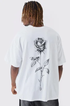 Tall Rose Back Printed Oversized T-Shirt | BoohooMAN UK