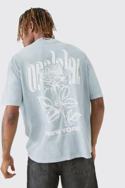 Tall Rose Graphic Back Print T-shirt | BoohooMAN UK