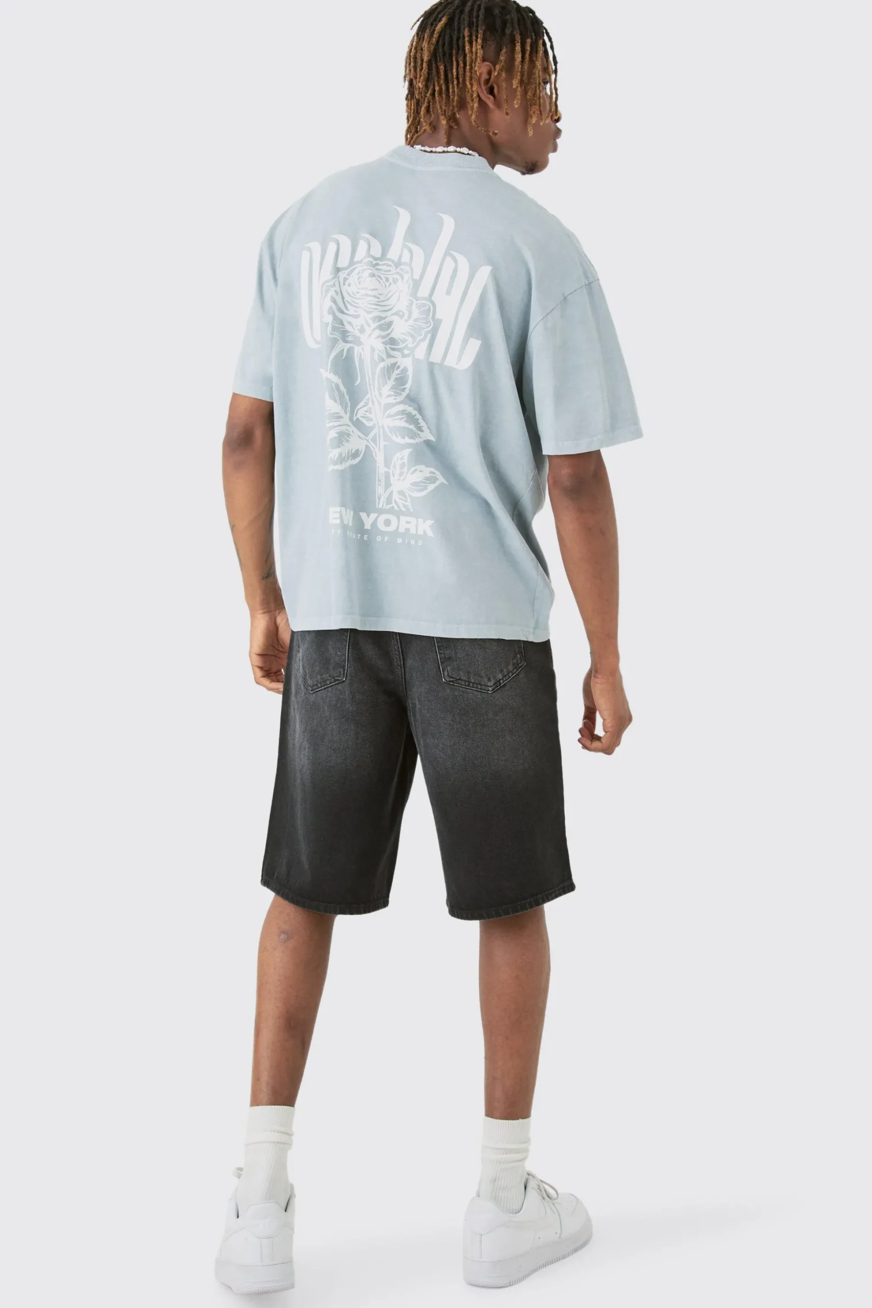 Tall Rose Graphic Back Print T-shirt | BoohooMAN UK