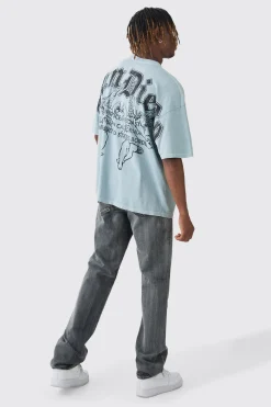 Tall San Diego Renaissance Back Print T-shirt In Blue | BoohooMAN UK