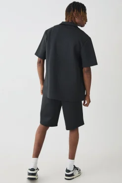 Tall Scuba Drop Revere Shirt & Short Set | BoohooMAN UK