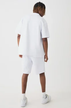 Tall Scuba Drop Revere Shirt & Short Set | BoohooMAN UK