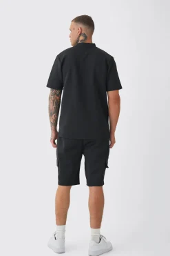 Tall Scuba Extended Neck Pocket T-shirt & Cargo Short Set | BoohooMAN UK