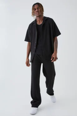 Tall Scuba Twill Oversized Shirt & Trouser Set | BoohooMAN UK