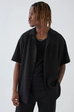 Tall Scuba Twill Oversized Shirt & Trouser Set | BoohooMAN UK