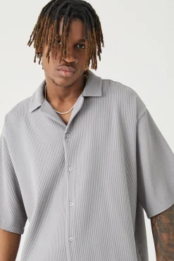 Tall Short Sleeve Pleated Oversized Shirt | BoohooMAN UK