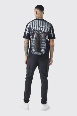 Tall Skinny Fit Elasticated Waist Cuffed Cargo Trousers | BoohooMAN UK