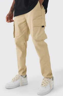 Tall Skinny Fit Elasticated Waist Cuffed Cargo Trousers | BoohooMAN UK