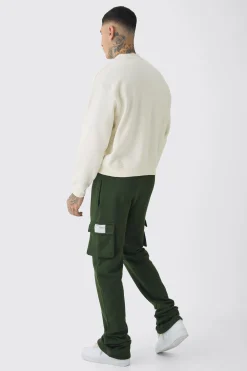 Tall Skinny Fit Extreme Stacked Woven Tab Cargo Jogger | BoohooMAN UK