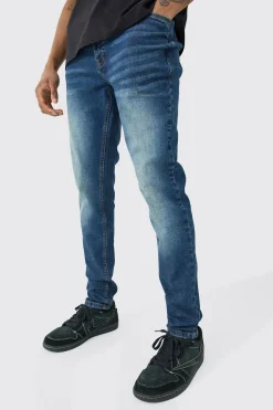 Tall Skinny Stretch Jean In Antique Blue | BoohooMAN UK