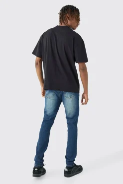 Tall Skinny Stretch Jean In Antique Blue | BoohooMAN UK