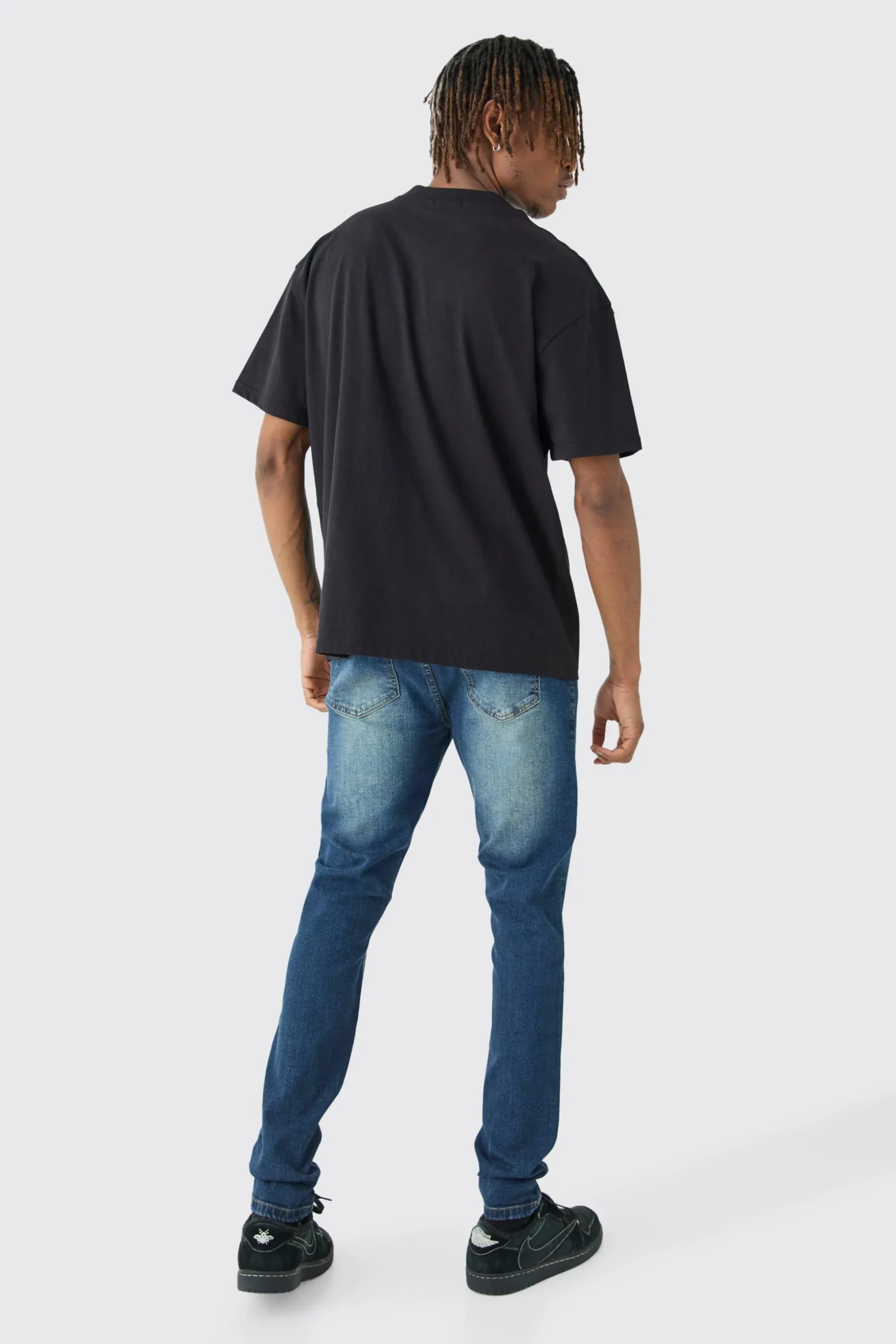 Tall Skinny Stretch Jean In Antique Blue | BoohooMAN UK