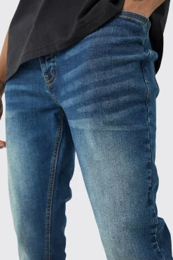 Tall Skinny Stretch Jean In Antique Blue | BoohooMAN UK