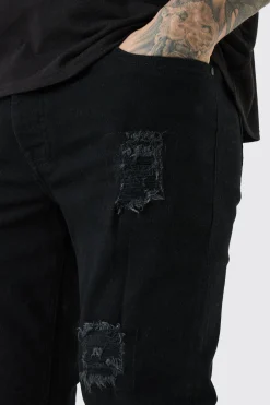 Tall Skinny Stretch Rip And Repair Jean | BoohooMAN UK