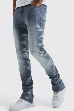 Tall Skinny Stretch Stacked Zip Hem Jean | BoohooMAN UK