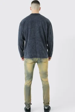 Tall Skinny Stretch Tinted Panelled Jeans | BoohooMAN UK