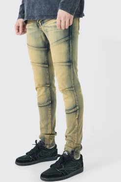 Tall Skinny Stretch Tinted Panelled Jeans | BoohooMAN UK