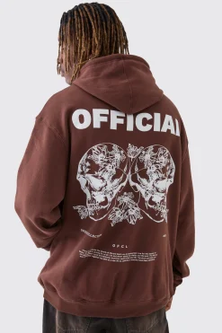 Tall Skull Back Print Oversized Hoodie | BoohooMAN UK