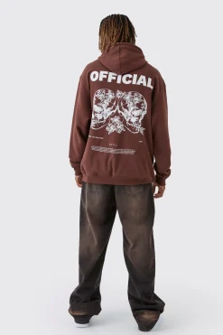 Tall Skull Back Print Oversized Hoodie | BoohooMAN UK