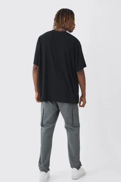 Tall Slim Fit Elasticated Waist Cuffed Cargo Trousers | BoohooMAN UK