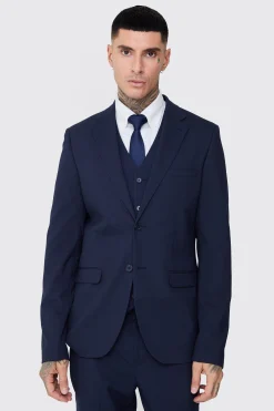 Tall Slim Fit Suit In Navy | BoohooMAN UK