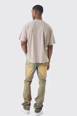 Tall Slim Flare Stretch Multi Rip & Repair Jean | BoohooMAN UK