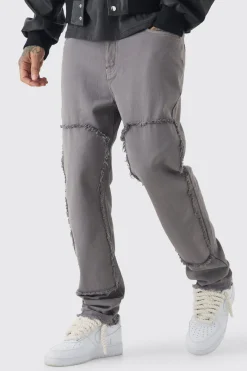 Tall Slim Leg Overdyed Carpenter Trouser In Charcoal | BoohooMAN UK