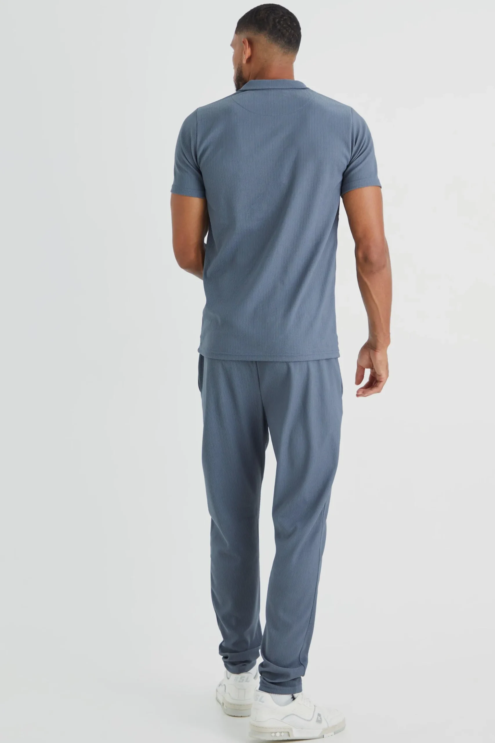 Tall Slim Ottoman Rib Revere Polo | BoohooMAN UK