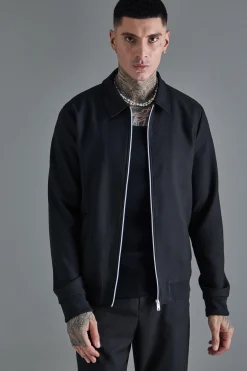 Tall Smart Bomber And Trouser Set In Black | BoohooMAN UK