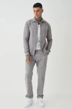 Tall Smart Shirt Set In Grey | BoohooMAN UK