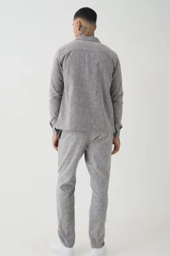 Tall Smart Shirt Set In Grey | BoohooMAN UK