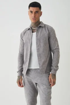 Tall Smart Shirt Set In Grey | BoohooMAN UK