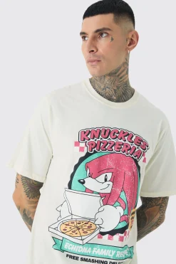 Tall Sonic Knuckles License Print T-shirt In White | BoohooMAN UK