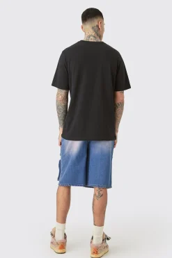 Tall Space Pour Homme Puff Print T-shirt In Black | BoohooMAN UK