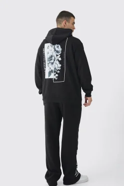 Tall Spliced Floral Graphic Hoodie & Relaxed Fit Jogger Tracksuit | BoohooMAN UK