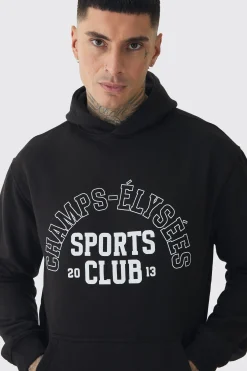 Tall Sports Club Varsity Oversized Hoodie | BoohooMAN UK