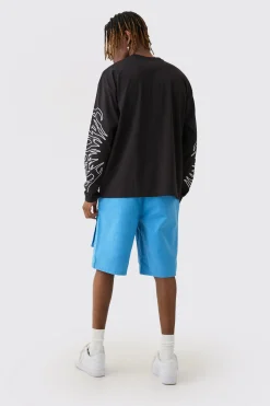 Tall Star Embroidered Cargo Shorts | BoohooMAN UK
