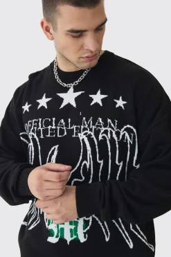 Tall Star Graphic Crew Neck Jumper | BoohooMAN UK