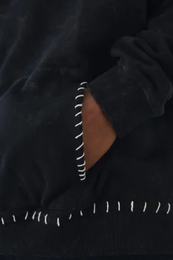 Tall Stitch Detail Oversized Washed Hoodie | BoohooMAN UK
