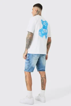 Tall Straight Fit Biker Denim Shorts | BoohooMAN UK