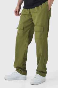 Tall Straight Fit Front Pocket Twill Overdyed Cargo Trouser | BoohooMAN UK