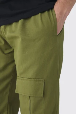 Tall Straight Fit Front Pocket Twill Overdyed Cargo Trouser | BoohooMAN UK