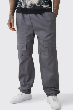 Tall Straight Fit Front Pocket Twill Overdyed Cargo Trouser | BoohooMAN UK