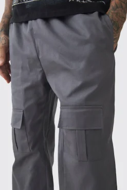 Tall Straight Fit Front Pocket Twill Overdyed Cargo Trouser | BoohooMAN UK