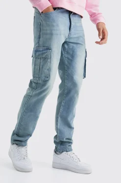 Tall Straight Rigid Cargo Jeans | BoohooMAN UK