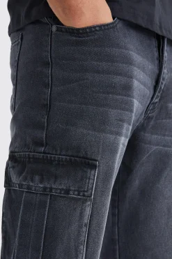 Tall Straight Rigid Cargo Jeans | BoohooMAN UK