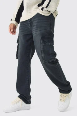 Tall Straight Rigid Cargo Jeans | BoohooMAN UK