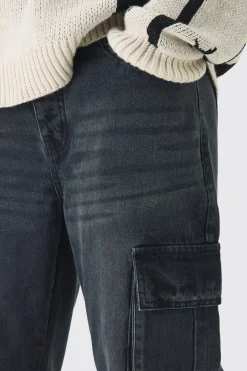 Tall Straight Rigid Cargo Jeans | BoohooMAN UK